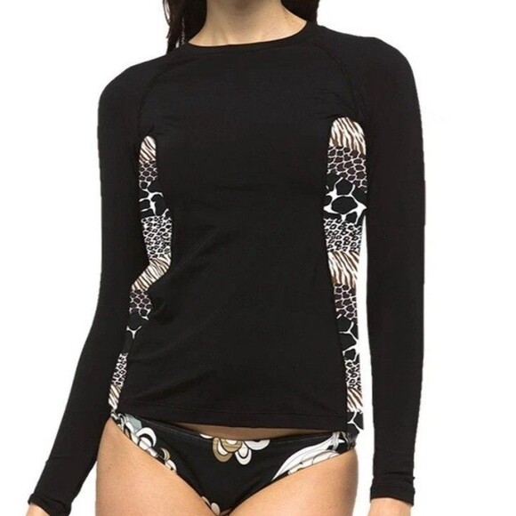 Private Island Hawaii Women Rash Guard Swimsuit Top Long Sleeve Shirt Yoga Beach - Picture 3 of 16